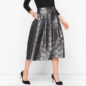 Talbots Petite Silver Metallic Brocade Skirt